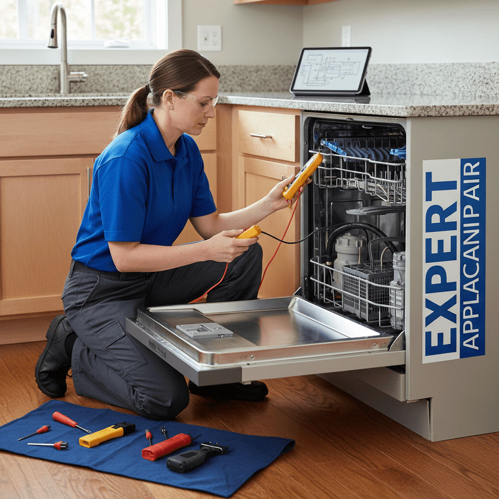 Dishwasher being repaired